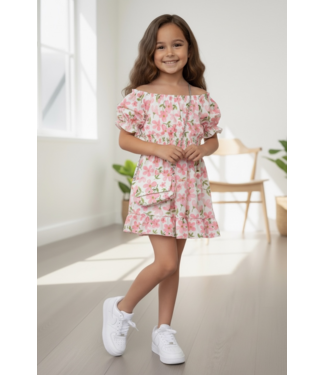 Bloemen Jurk met tasje - Roze