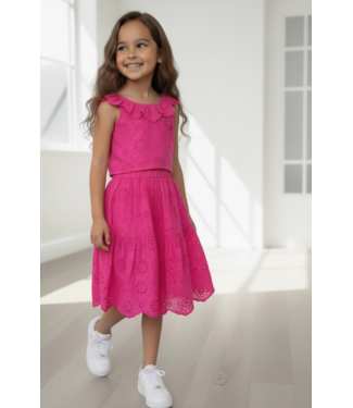Ruffle Broderie 2-Piece Set - Fuschia