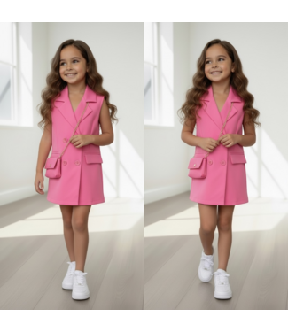 Elegance Blazer Dress Met Tasje - Fuschia