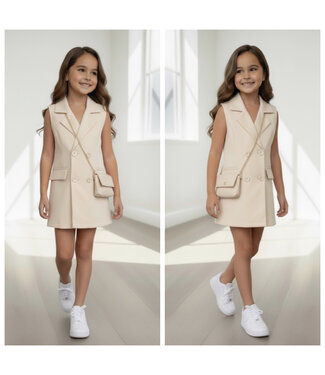 Elegance Blazer Dress Met Tasje - Beige