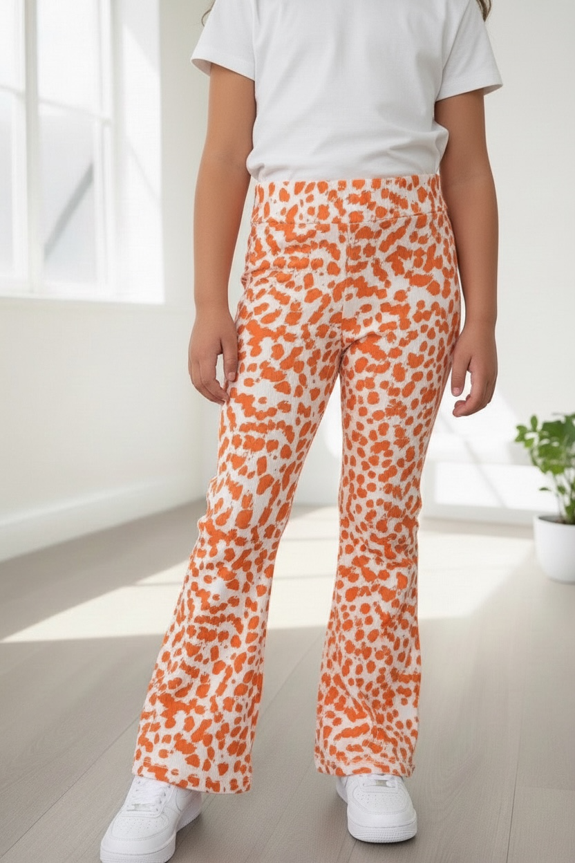 Flared broek met Leopard print - Oranje