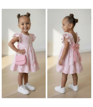 Strikjes Jurk (Met tasje) - Roze