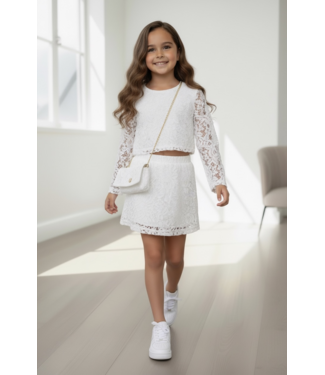 Lace Skirt Set (met tasje) - Wit