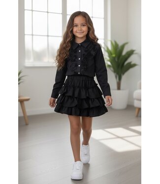 Ruches Skirt & Flower Set - Zwart