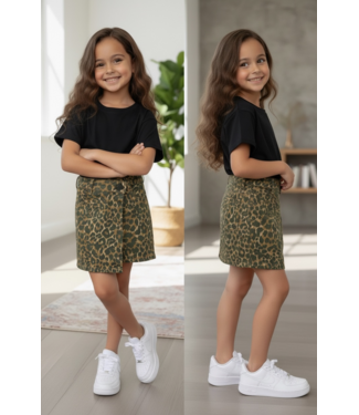 No Way Monday Denim Jeans Skort - Leopard