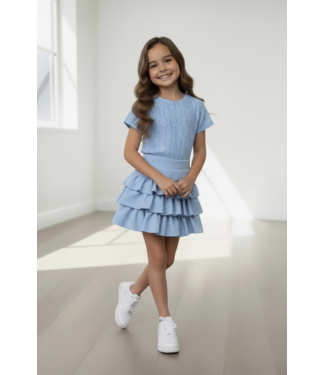 Ruffle Rokje & Lace Top - Blauw