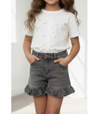 No Way Monday Denim Jeans Ruffle Short