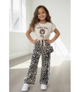 Dolce Vita Leopard Wide Leg Set - Beige