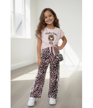 Dolce Vita Leopard Wide Leg Set - Roze