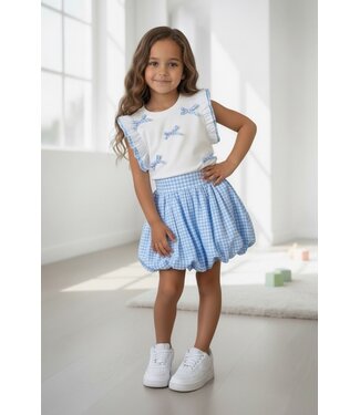 Bow top & Skirt Set - Blauw