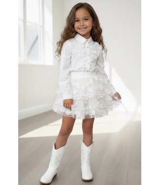 All Flower blouse & skirt set - Wit