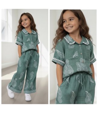 Sierlijke Blouse & pantalon Set - Khaki