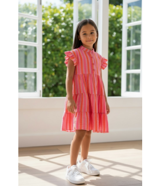 Colour Stripe Dress - Roze