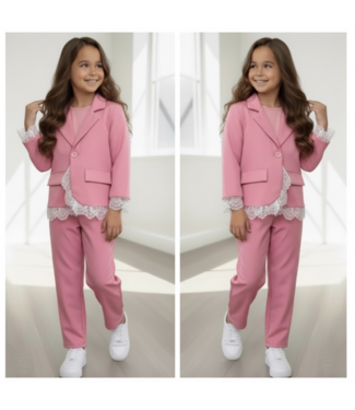 Blazer Set met kant - Roze