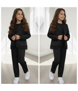 Blazer Set met kant - Zwart