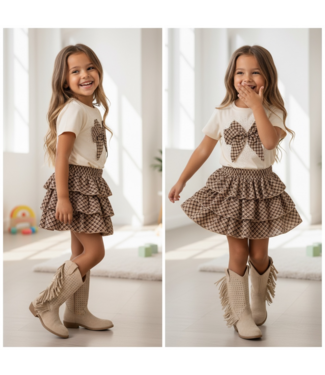 Shiny Bow Set - Beige