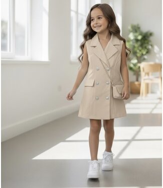 Blazer dress met tasje - Beige