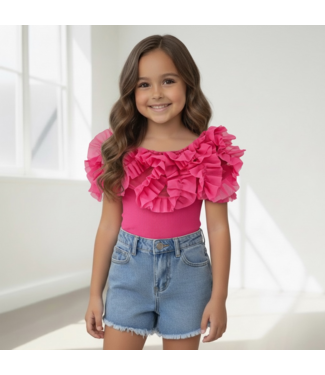 Big Ruches Top - Fuschia