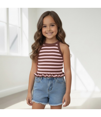 Cute Stripe Top - Marron