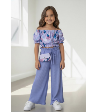 Stitch wide leg set (met tasje) - Paars