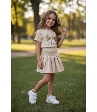 Ruffle skort & Flower Set - Beige