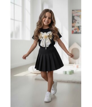 Ruffle skort & Flower Set - Zwart