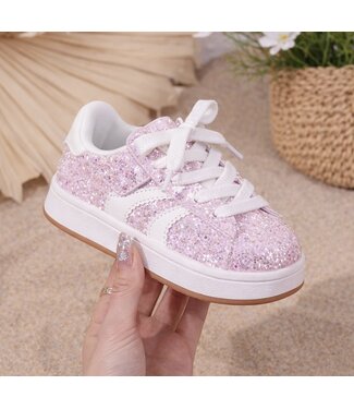 Stripe Glitter Sneakers - Roze