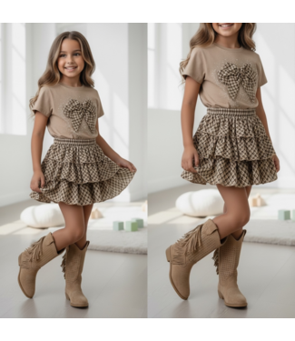 Shiny Bow Set - Taupe