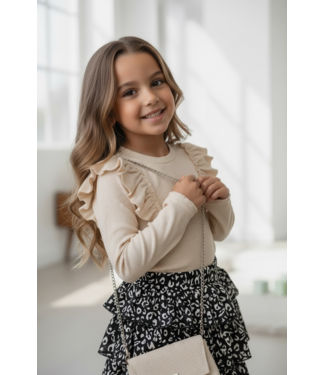 Leopard Rokje & Shirt met tasje - Zwart/Beige