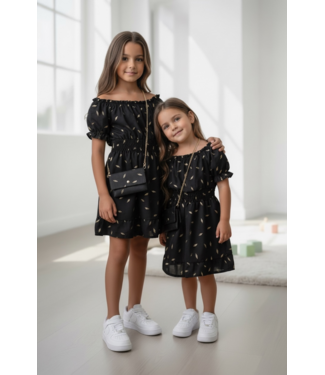 Feather Dress (Met tasje) - Zwart