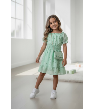 Feather Dress (Met tasje) - Mint