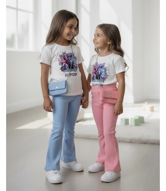 Draakjes en Boefjes K-Pop Demon Hunters Flared Set & Tasje - Licht Roze