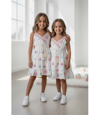 Happy Flower Dress - Wit