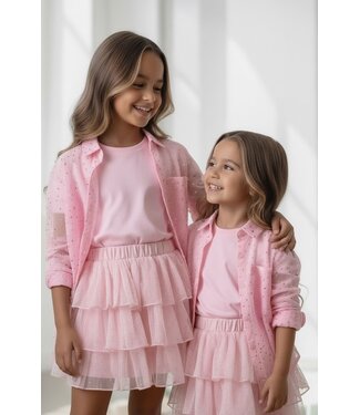 Shirt met kanten blouse (2-delig)  - Roze