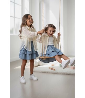 Shirt met kanten blouse (2-delig) - Beige