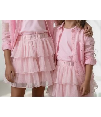 Ruches shiny Skirt - Roze