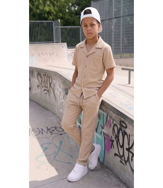 Polo Blouse & Trouser Set - Beige