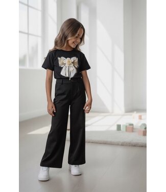 Bow Pantalon Set - Zwart