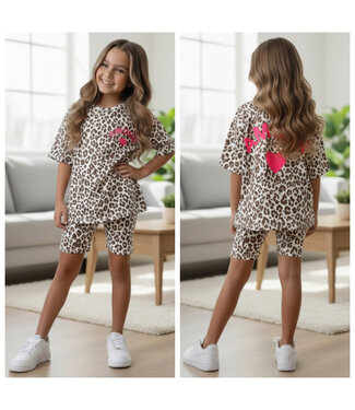 Amour Leopard Cycling Short Set - Beige