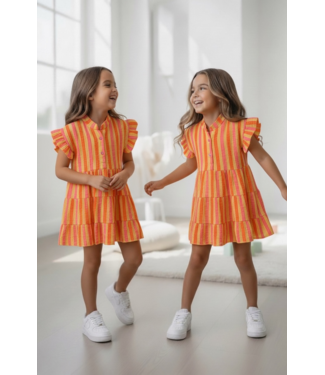 Colour Stripe Dress - Oranje