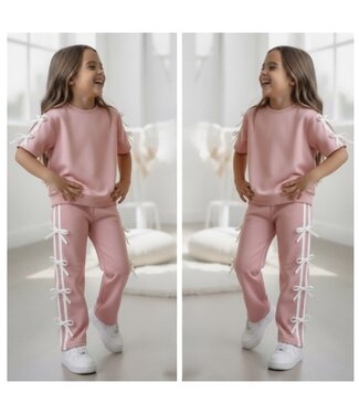 Cute Bow Joggingset - Roze(verzenddatum 13 april)