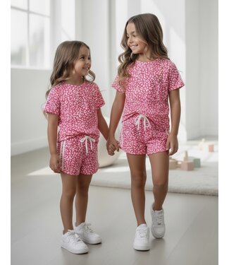 Leopard Short Stripe Set - Roze