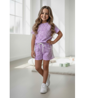 Leopard Short Stripe Set - Lila