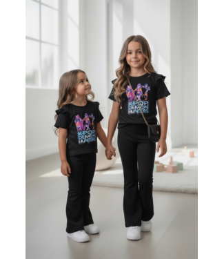 Draakjes en Boefjes K-Pop Demon Hunters Ruffle Flared Set & Tasje - Zwart