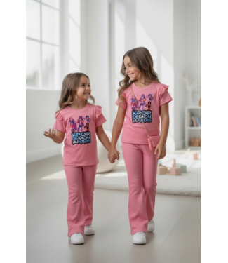 K-Pop Demon Hunters ruffle Flared Set & Tasje - Coral