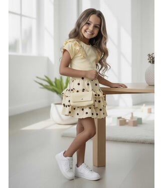 Dots Skirt & T-Shirt Set (Met Tasje) - Geel