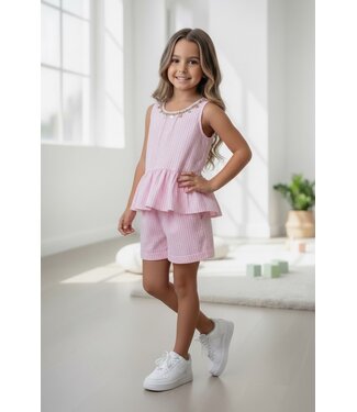 Ruffle Top & Short Set - Roze