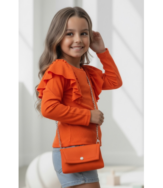Draakjes en Boefjes Ruffle longsleeve met tasje - Oranje