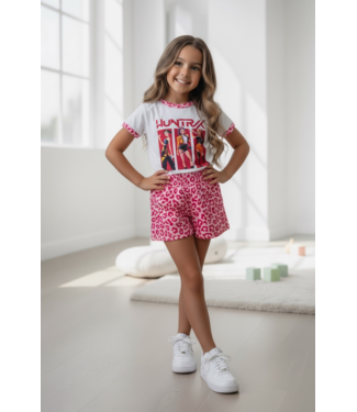 K-Pop Leopard Short Set - Fuschia