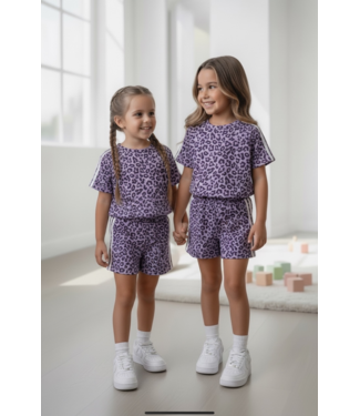 Sporty Leopard Set - Paars (Verzenddatum 13 april)